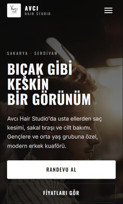 Avcı Hair Studio web sitesi ana sayfası