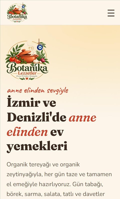 Botanika Lezzetler web sitesi ana sayfası