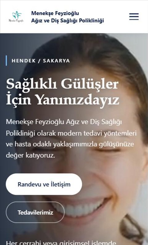 Menekşe Feyzioğlu Ağız ve Diş Kliniği web sitesi ana sayfası