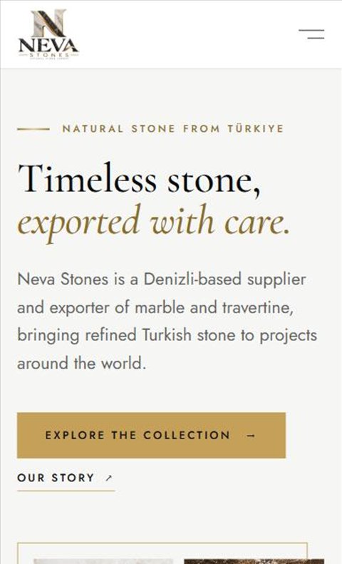 NEVA Stones web sitesi ana sayfası